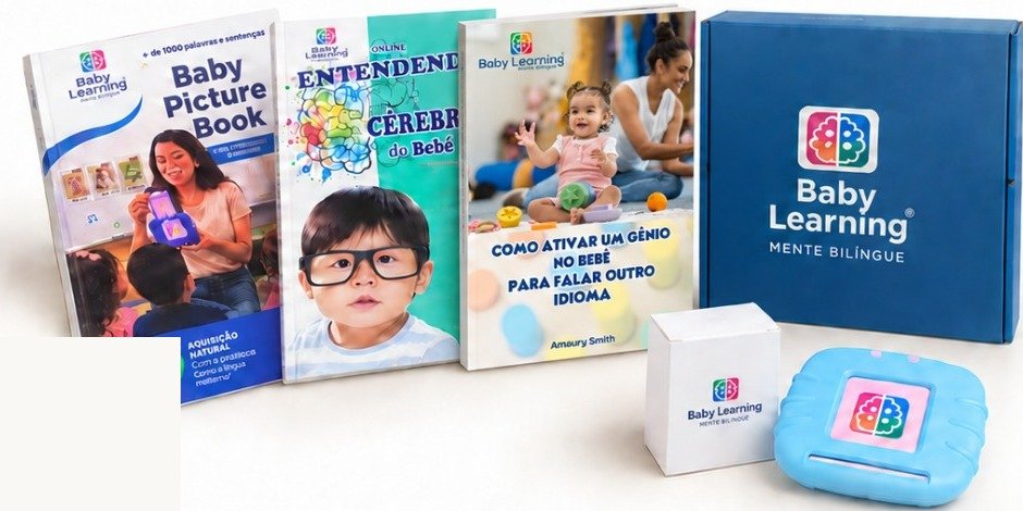 Kit Baby Learning: livros Baby Picture Book, Entendendo o Cérebro do Bebê, Como Ativar um Gênio no Bebê, caixa e leitor de cards